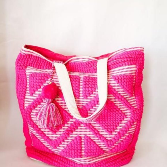 Vici Handbags - Oasis Diamond Cotton Tote - Fuchsia